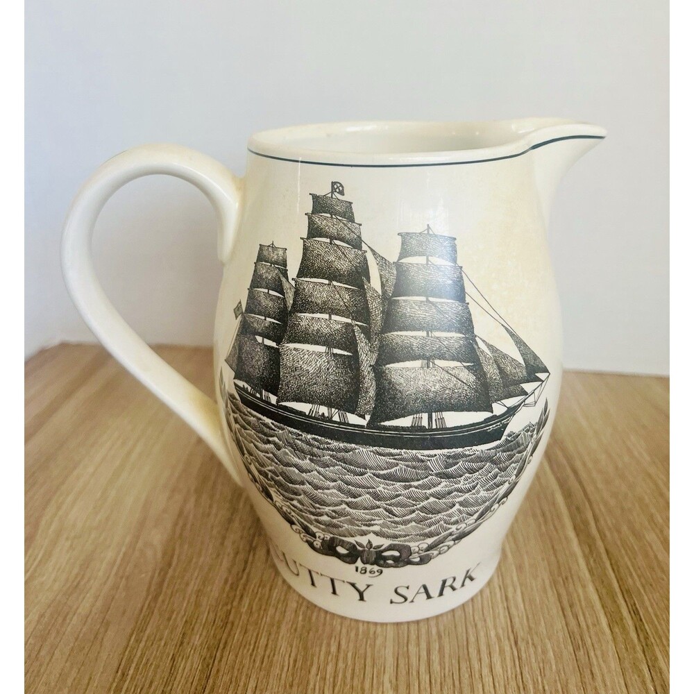 Vintage Cutty Sark Scotch Whisky ceramic bar pitcher READ
